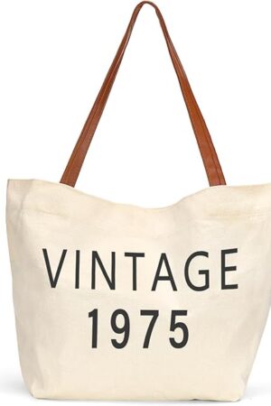 50th Birthday Gifts for Her,50th Birthday Gifts for Women,Gift for 50 Year Old Woman,50 Year Old Gift for Women-Vintage 1975 Tote Bag