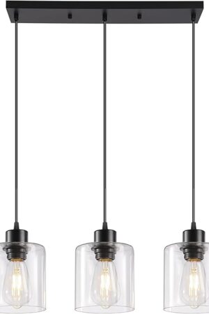 3-Light Pendant Light Fixtures Black Hanging Light Fixture