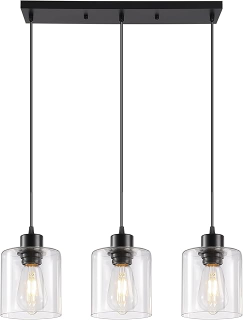 3-Light Pendant Light Fixtures Black Hanging Light Fixture