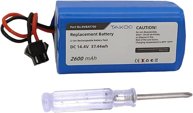 Shark Battery RVBAT700 Replacement Battery for Shark ION Robot RV720,RV750, RV700,RV755 Vacuum Cleaners (Attention: 3-Prongs Connector)