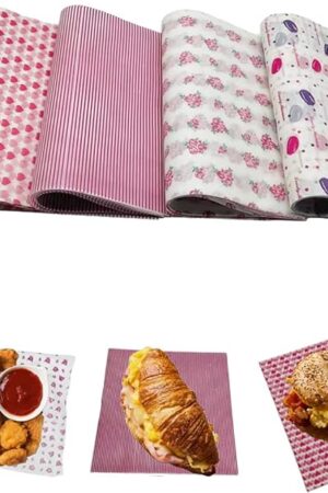 200 Pieces Wax Paper Deli Paper Sheets Sandwich Wrap Parchment Paper Picnic Paper Sheets for Food Basket Liner, Party,Kitchen,Restaurant(9.8inx8.5in)