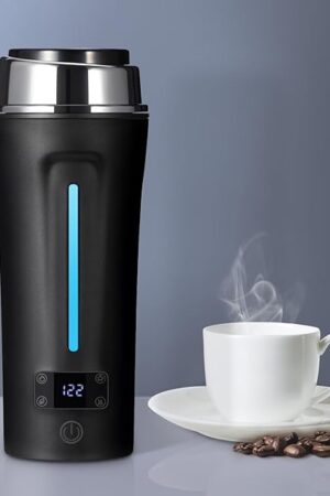 Dual Voltage Travel Kettle, 110-240V Portable Electric Kettle with LCD Display, 4 Temperature Settings, 4 Colors LED for Global Use (350ML)