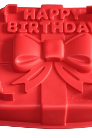 X-Haibei 8-inch Happy Birthday Gift Box Cake Pan Pizza Gelatinas Baking Silicone Square Mold