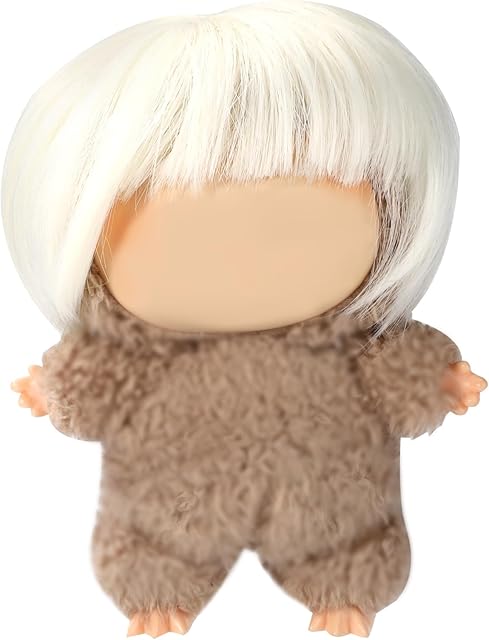 The Tiny Doll Wig, High-Temperature Fiber Hairpiece Cute Kawaii Hair Wig Hair Accessories for DIY 17 cm Doll Styling for 17cm Collectible Dolls Figures (Cream White)