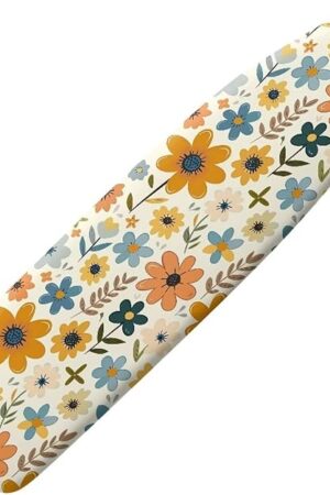 ZDCUSTOM Cute Yellow Flowers Non Slip Ironing Board Cover with Elastic Edge 55.1" x 17.7" Scorch Resistant Iron Pad Cover Dust-Proof Protection