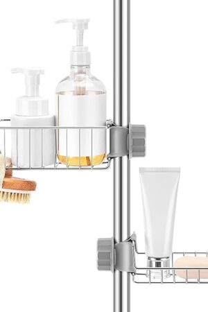Clawfoot Tub Caddy(Shower Rod Not Included) - Stainless Steel Shower Shelves and Soap Caddy