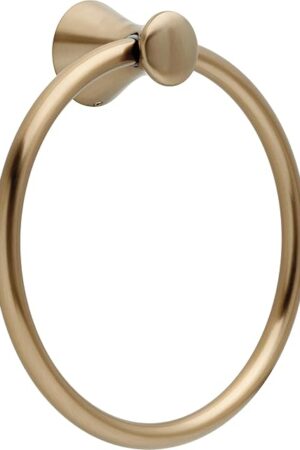 Delta Lahara (1-Pack) Hand Towel Holder Champagne Bronze Towel Racks for Bathroom Wall Round Towel Ring Holder for Bath Towel Hanger for Kitchen, Bathroom Accessories 73846-CZ