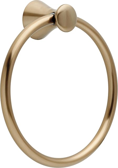 Delta Lahara (1-Pack) Hand Towel Holder Champagne Bronze Towel Racks for Bathroom Wall Round Towel Ring Holder for Bath Towel Hanger for Kitchen, Bathroom Accessories 73846-CZ