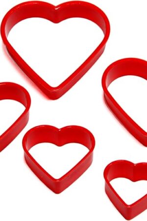 Chef Craft Select Plastic Heart Cookie Cutter, 5 Piece Set, Red