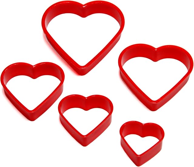 Chef Craft Select Plastic Heart Cookie Cutter, 5 Piece Set, Red