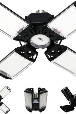 150W LED Garage Light - 15000 Lumen Ceiling Light with 4+1 Adjustable Panels, Daylight LED Shop Light Bulb Fixture for Garage, Workshop