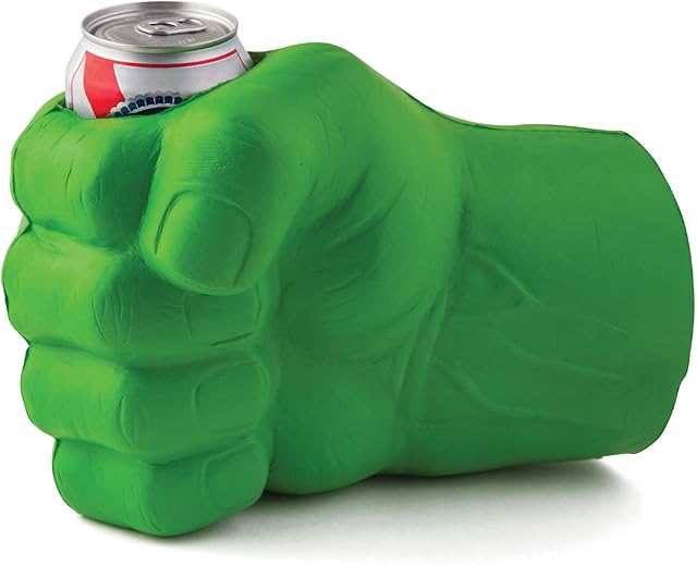 BigMouth Inc Foam Drink Kooler, Soft Sided Beer Cooler, Portable Party Beverage Holder for Soda Cans, Funny Can Cooler - The Green Beast Giant Fist