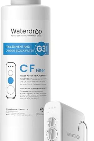 Waterdrop WD-G3-CF Filter, Replacement for WD-G3-W, WD-G3P600 and WD-G3P800-W Reverse Osmosis System, 6-Month Lifetime