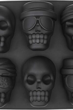 Webake Skull Cake Pan Silicone Gelatin Cakelet Mold Skull Pizza Tin Baking Pan