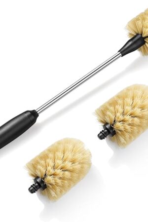 Water Bottle Cleaning Brush with 2 Replaceable Heads, Compatible with Sport Bottles, Tumblers, Mugs, Wine Decanters, Glassware, Round, 1 Pack (15 in)
