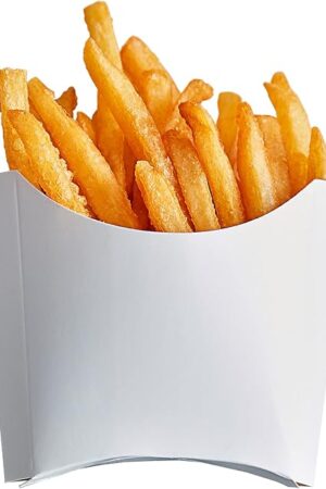 CUSINIUM [4 oz 50-Pack Small White French Fry Containers - Disposable French Fries Holders