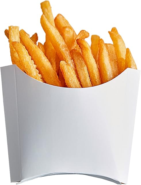 CUSINIUM [4 oz 50-Pack Small White French Fry Containers - Disposable French Fries Holders