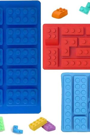 Block Non-Stick Ice Cube Tray Silicone Mold, Candy Moulds, Chocolate Moulds, for Kids Party's & Baking Building Block Themes & Cake Muffin Cupcake Gumdrop Jelly(Set of 3 pcs)