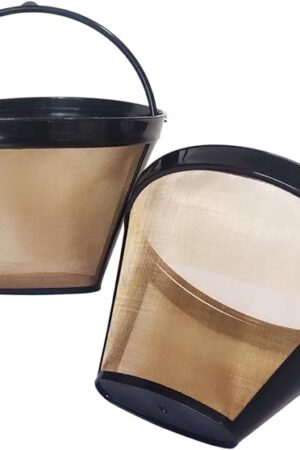 2Pcs Reusable Coffee Filter Basket, No.4 Cone Coffee Maker Filters, for Ninja and Cuisinart Coffee Maker Machines Brewers Filter Replacement