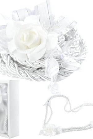 Wedding Lasso Rope,Handfasting Cord for Wedding Lazo Para Boda Catolica,Wedding Lasso for Ceremony Catholic,Lazo Para Boda Los Novios Cristiana,Vestido De Novia Para Boda Religiosa, White