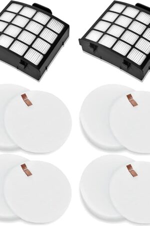 AZ2002 Vacuum Filter Replacement Parts for Shark Vertex Duoclean Upringht Vacuum AZ2000 AZ2000W AZ2002, Compare to Part XHFAZ2000, XFFKAZ2000, 2 High Efficiency Filters and 4 Foam and Felt Filter.
