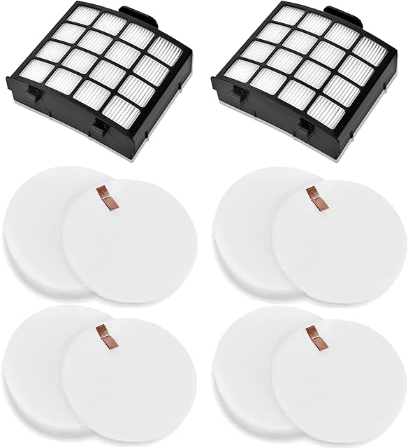 AZ2002 Vacuum Filter Replacement Parts for Shark Vertex Duoclean Upringht Vacuum AZ2000 AZ2000W AZ2002, Compare to Part XHFAZ2000, XFFKAZ2000, 2 High Efficiency Filters and 4 Foam and Felt Filter.