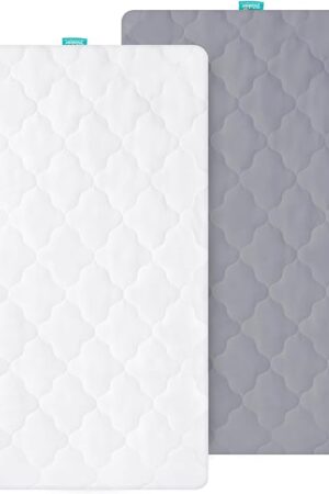 Bassinet Mattress Pad Cover Waterproof, Fits 19" x 33" Baby Delight, YADAQE, KoolaBaby, Angelbliss, Cowiewie, Maxi COSI, Dream On Me Skylar/Lotus and BabyBond Bedside, Ultra Soft, 2 Pack
