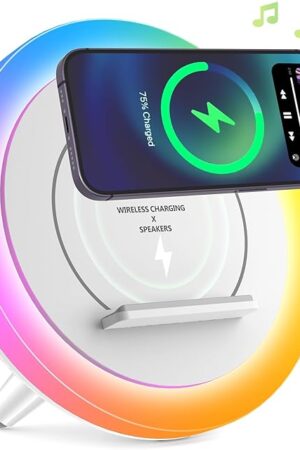 Wireless Charger Speaker with Lights,4 in 1Color Changing Modern Bluetooth Lamp,Personalized Trendy Stuff, Best Birthday Teenage Girls Boys Gifts Ideas