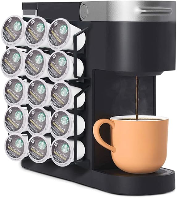 Coffee Pod Holder for Keurig K Cup Pods, Side Mount K-cup Pod Storage Stands Rack, Perfect for Small Counters (Black, 3 Pack for 15 K Cups)