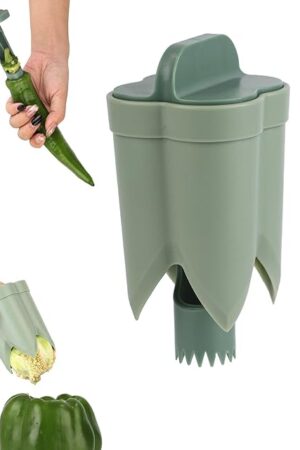 2pcs Pepper Corer, 4.45x2.2x2.2in Pepper Deseeder Bell Pepper Corer Pepper Corer Tool 2 in1 Fruit Pepper Corer Bell Pepper Cutter for Kitchen Home Family Camping(Green)
