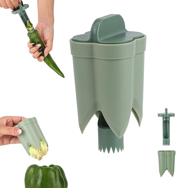 2pcs Pepper Corer, 4.45x2.2x2.2in Pepper Deseeder Bell Pepper Corer Pepper Corer Tool 2 in1 Fruit Pepper Corer Bell Pepper Cutter for Kitchen Home Family Camping(Green)