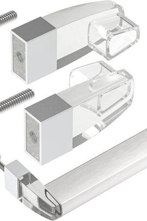 Clear Acrylic Shower Door Towel Bar Brackets Fit for Alumax/Basco Framed Sliding Glass Shower Door Towel Rod, Sliding Doors Replacement Parts with Bright Chrome Sleeve, Set of Two Brackets