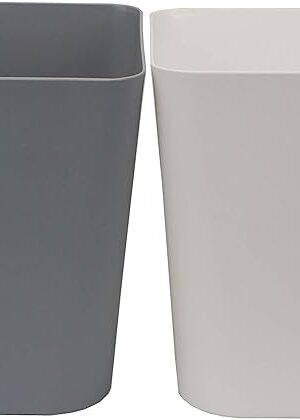1.6 Gallon Small Trash Can Wastebasket for Kitchen Office Bathroom,Pack of 2(White+Gray)