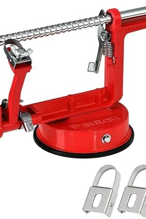 Apple Peeler, Slicer Corer Potato Peelers 3 In 1, Stainless Steel Heavy Duty with Suction Cup Base And 3 Extra Blades (Red)