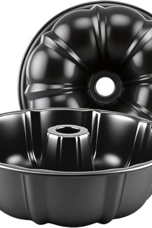Bundt Cake Pan, 10-Inch Nonstick Round Fluted Tube Cake Baking Pan, Buntz Pound Cake Mold,Tube Bakeware,Baking Mold for Jello/Gelatin/Chocoflan/Flan, Non Toxic, Easy Clean - Black