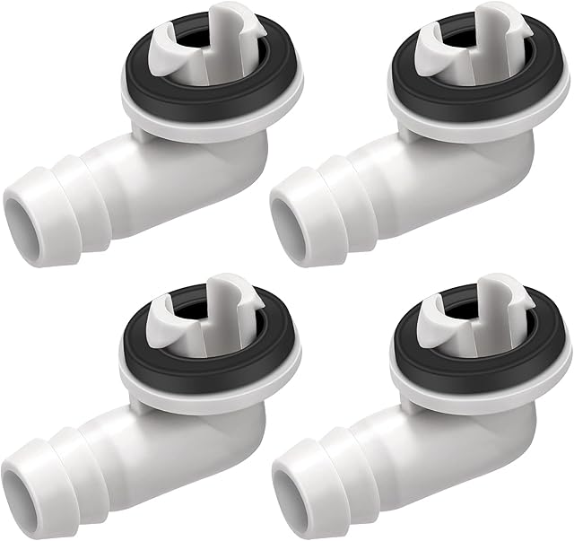 Zonon Air Conditioner Drain Connector 4 Pcs 3/5 Inch Air Conditioner Drain Hose Elbow Fitting with Rubber Ring for Window and Mini Split Units