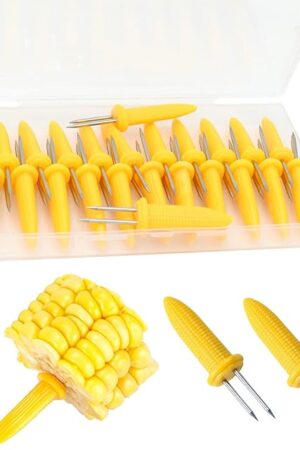 24 Pack Stainless Steel Corn Holders - Corn on the Grill & Cob Skewers for Home & BBQ Cooking