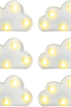 6 Pcs LED Cloud Night Light Can Be Hung On The Wall Kids Room Light, Suitable for Birthday Party Holiday Decoration Baby Room Nursery Decoration