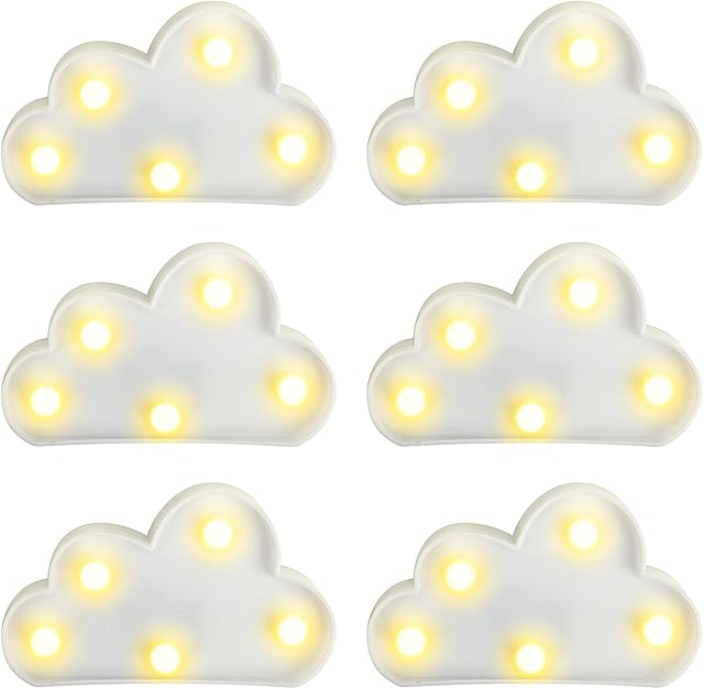 6 Pcs LED Cloud Night Light Can Be Hung On The Wall Kids Room Light, Suitable for Birthday Party Holiday Decoration Baby Room Nursery Decoration