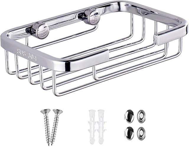 304 Stainless Steel Soap Dish Holder,Storage Soap Saver Wall Mounted for Kitchen Sink Bathroom Shower,Drainable and Rust Proof