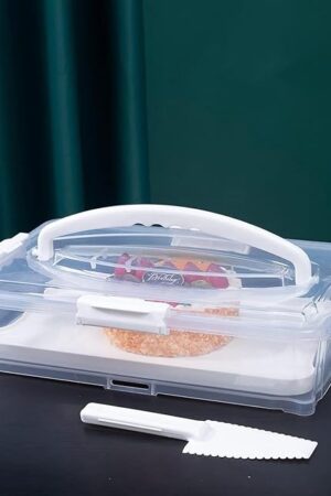 1Pack White Plastic Cake and Cupcake Carrier Holder, Large Portable Storage Container for Storing 12 Cupcakes or 1 Large Cake