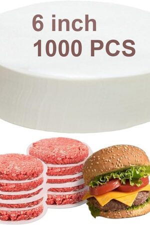 1000pcs Hamburger Patty Paper Rounds White Parchment Paper Non-Stick Food Grade Burger Paper Sheets for Burger Press/Separating Frozen Patties (6")