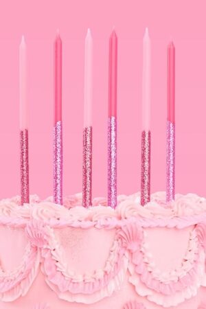 xo, Fetti 10 Pink Glitter Party Cake Candles Tall Thin - 10 Pcs | Bachelorette Party, Birthday Girl Gift, Fun Cake Decoration Supplies, Baby Shower, Cute Cupcake Topper