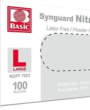 Basic Medical Nitrile Exam Gloves - Latex-Free & Powder-Free & Non-Sterile, Disposable Gloves (pack of 100, Blue)