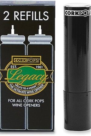 Cork Pops Wine Bottle Opener Refill Cartridges 2 Per Box- Eco-Friendly Low-Pressure, Fits All Cork Pops Models Opens 60-80 Bottles Per Cartridge 1 Box