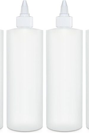 BRIGHTFROM Condiment Squeeze Bottles, 16 OZ Empty Squirt Bottle with Twist Top Cap, Leak Proof - Great for Ketchup, Mustard, Syrup, Sauces, Dressing, Oil, Arts and Crafts, BPA FREE Plastic - 4 PACK