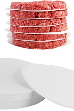 Yenmoz 500 PCS 4.5 Inch Hamburger Patty Paper White Parchment Paper Rounds Non-Stick Food Grade Burger Paper Sheets for Preparing and Storaging Patties Bakings and More