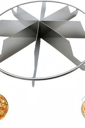 8-Slice Stainless Steel Pie Cutter Press, Circle Pie Cutter with Side Handles, Non Stick Pie Cutting Divider, Creates Beautifully Uniform Slices of 8 Pie
