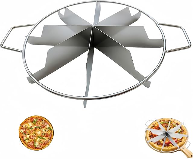 8-Slice Stainless Steel Pie Cutter Press, Circle Pie Cutter with Side Handles, Non Stick Pie Cutting Divider, Creates Beautifully Uniform Slices of 8 Pie