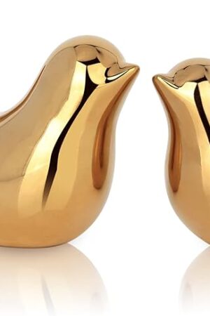 XMGZQ 2 Pcs Gold Decor Accents,Small Animal Statues,Modern Home Decorative, Birds Sculpture, Ornaments for Shelf, Bookshelf, Coffee Table,Knick Knacks Home Decor for Shelves(Gold Bird)